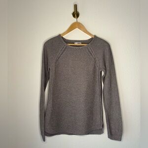 Sonoma Beige Brown Textured Knit Sweater size Medium Raglan Sleeve Cotton Blend